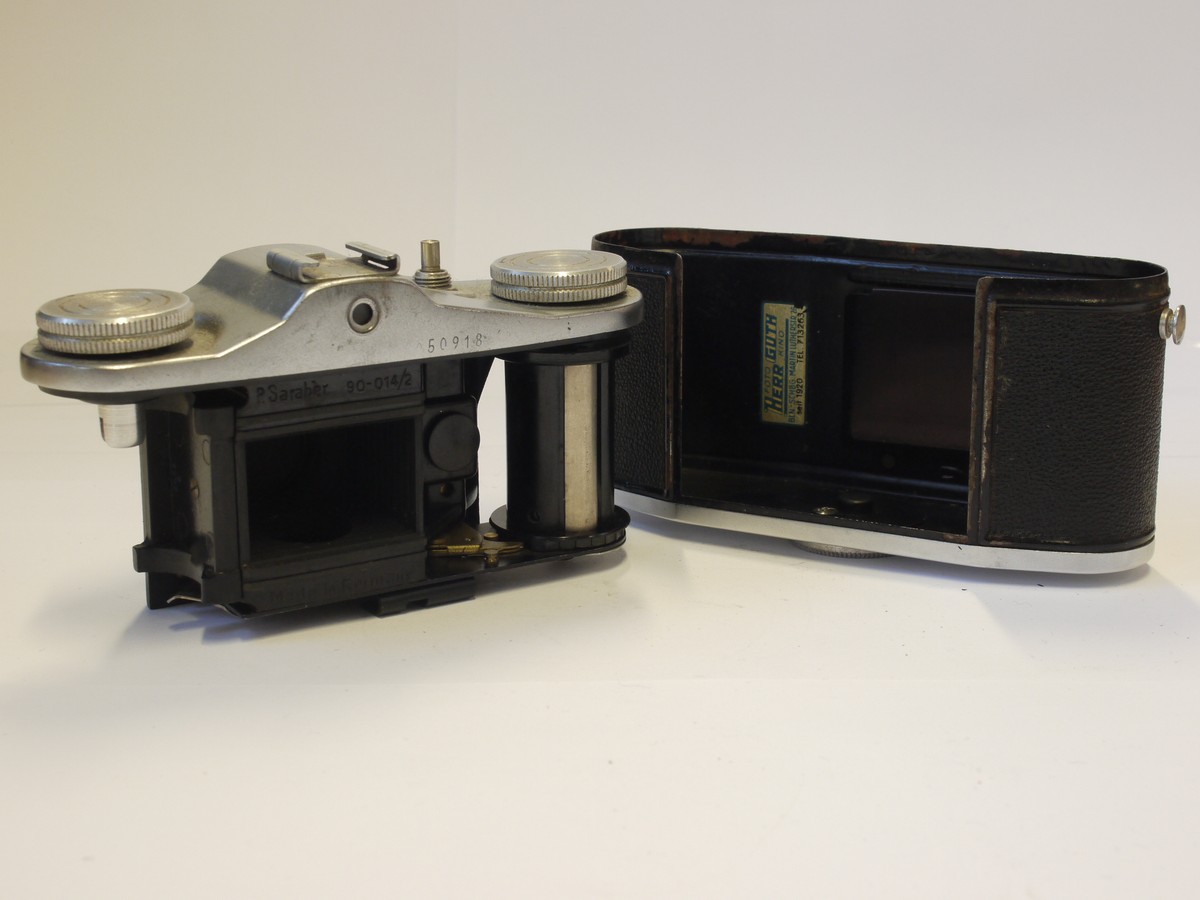 mwclassiccameras-20240315-60 P Saraber Finetta 35mm camera + 45mm f2.8 Finetar screw mount interchangeable lens