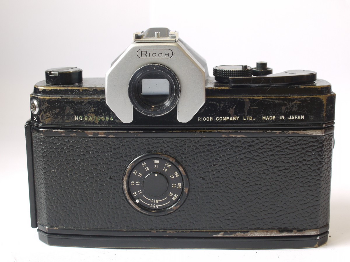mwclassiccameras-20240329-259 Ricoh Singlex 35mm SLR body, black, Nikon F mount + Ricoh chrome accessory shoe