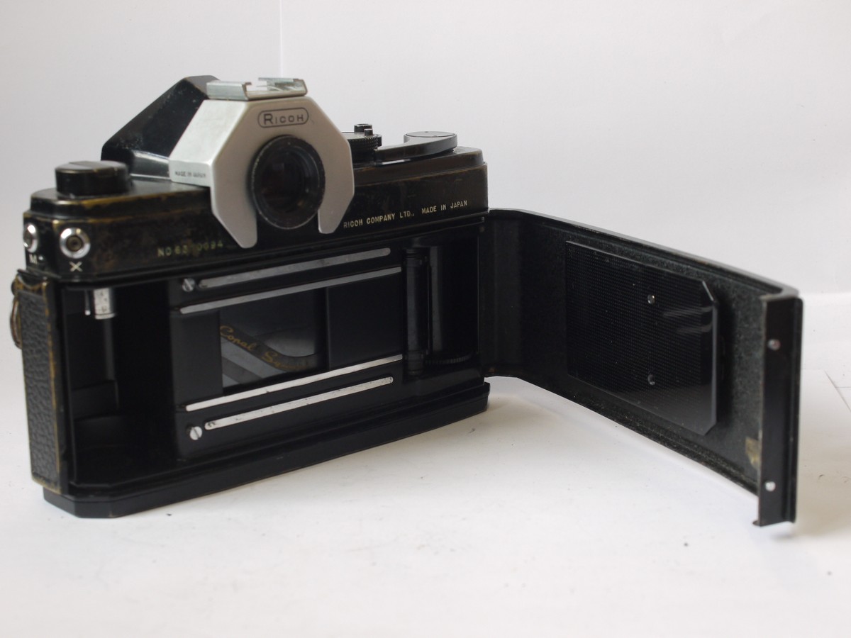 mwclassiccameras-20240329-262 Ricoh Singlex 35mm SLR body, black, Nikon F mount + Ricoh chrome accessory shoe
