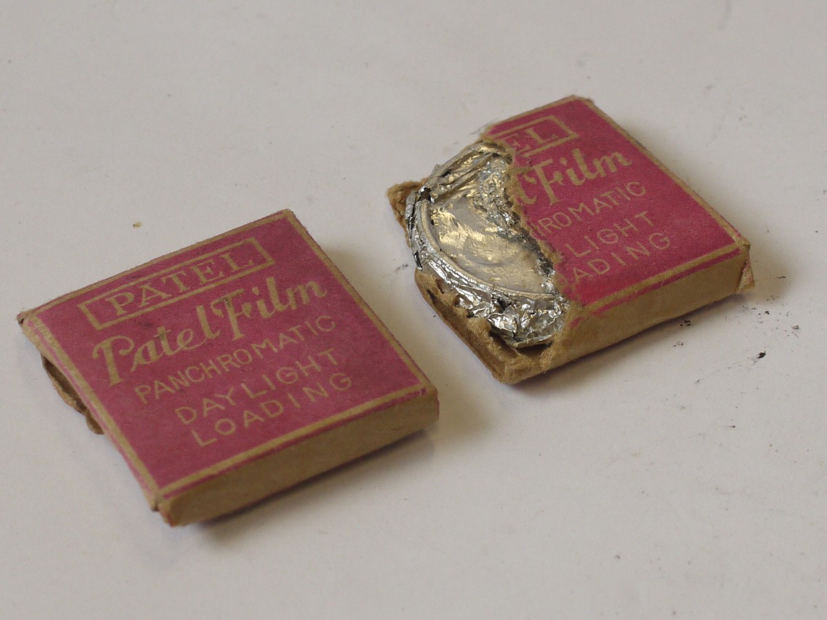 mwclassiccameras-20240329-370 Patel Panchromatic Film, set of 2, for the Sakura Seiko Petal Subminiature cameras. Unused, sealed in wrapping
