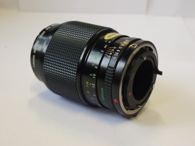 Canon 100mm f4 Macro manual focus FD mount lens + Canon caps