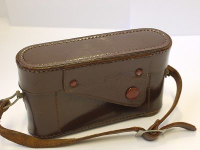Leotax Leica Copy brown leather ER case with strap & standard/long nose front. With large Tripod screw
