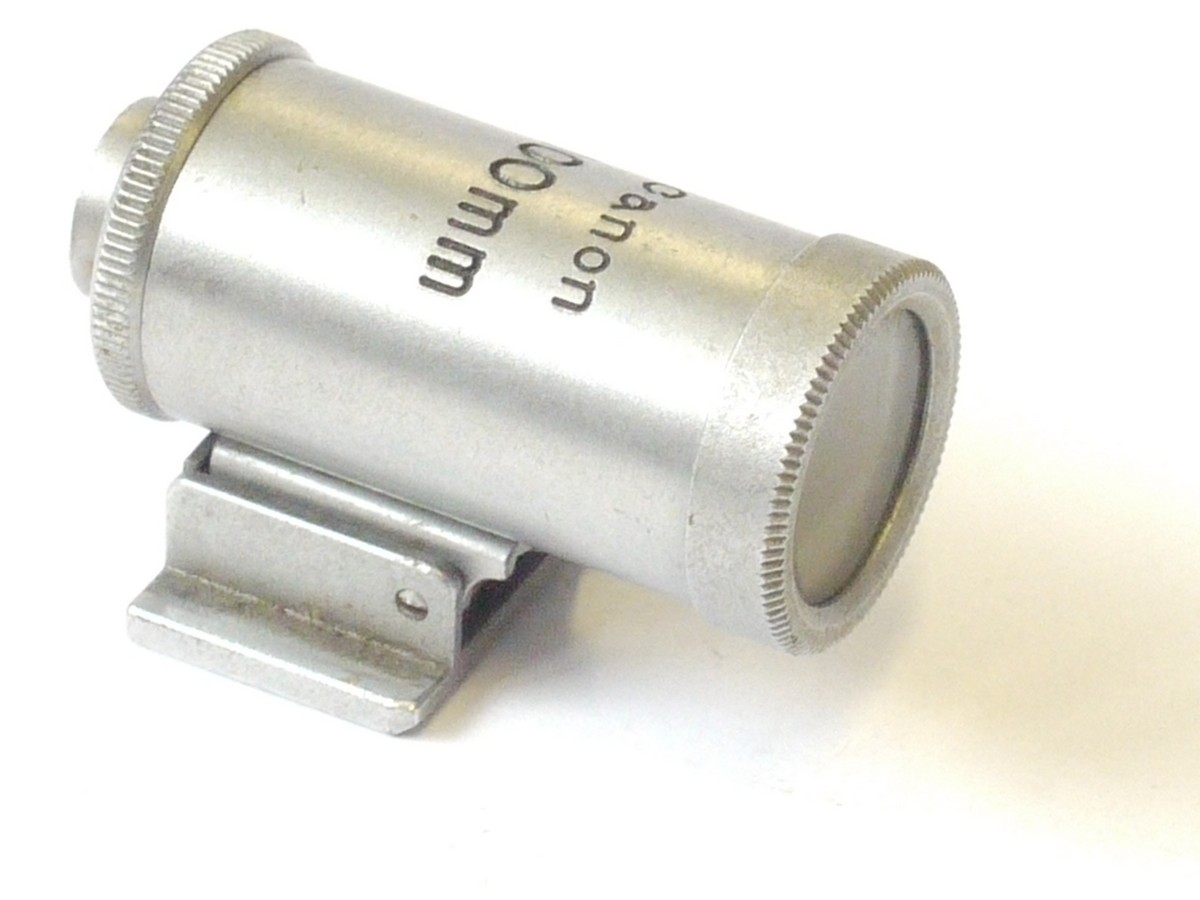 mwclassiccameras-20240426-155 Canon 100mm Optical accessory shoe finder, chrome. Scale in feet