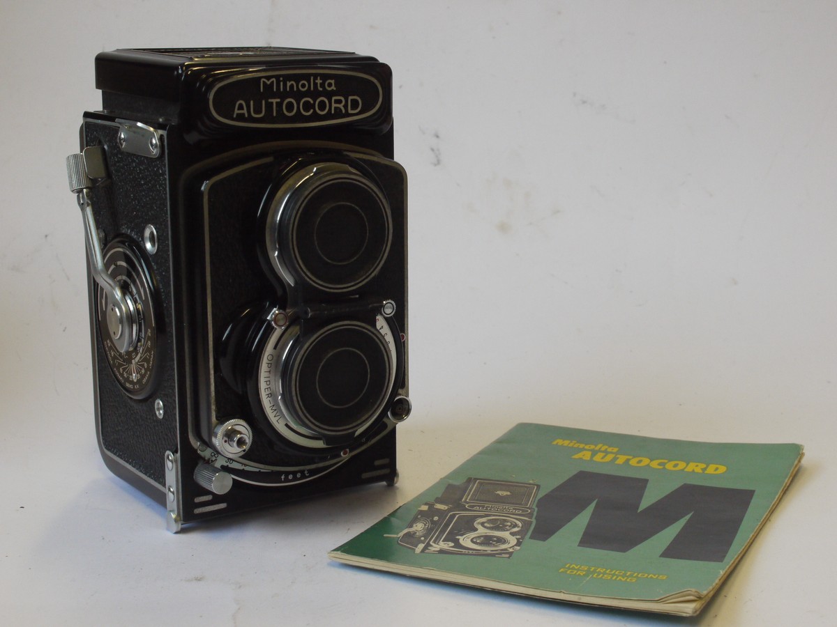 mwclassiccameras-20240510-137 Minolta Autocord 6x6 TLR with 75mm f3.5 Rokkor lens in Optiper-MVL shutter + Minolta front cap & Original Instructions