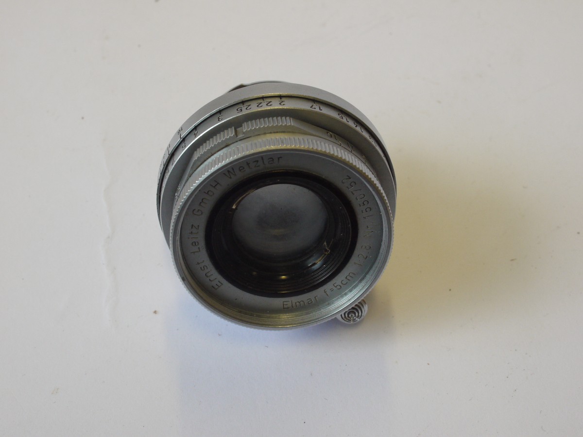 mwclassiccameras-20240510-148 Leitz 5cm f2.8 Elmar-L39 chrome collapsible lens (No.1550752) + Leitz front cap