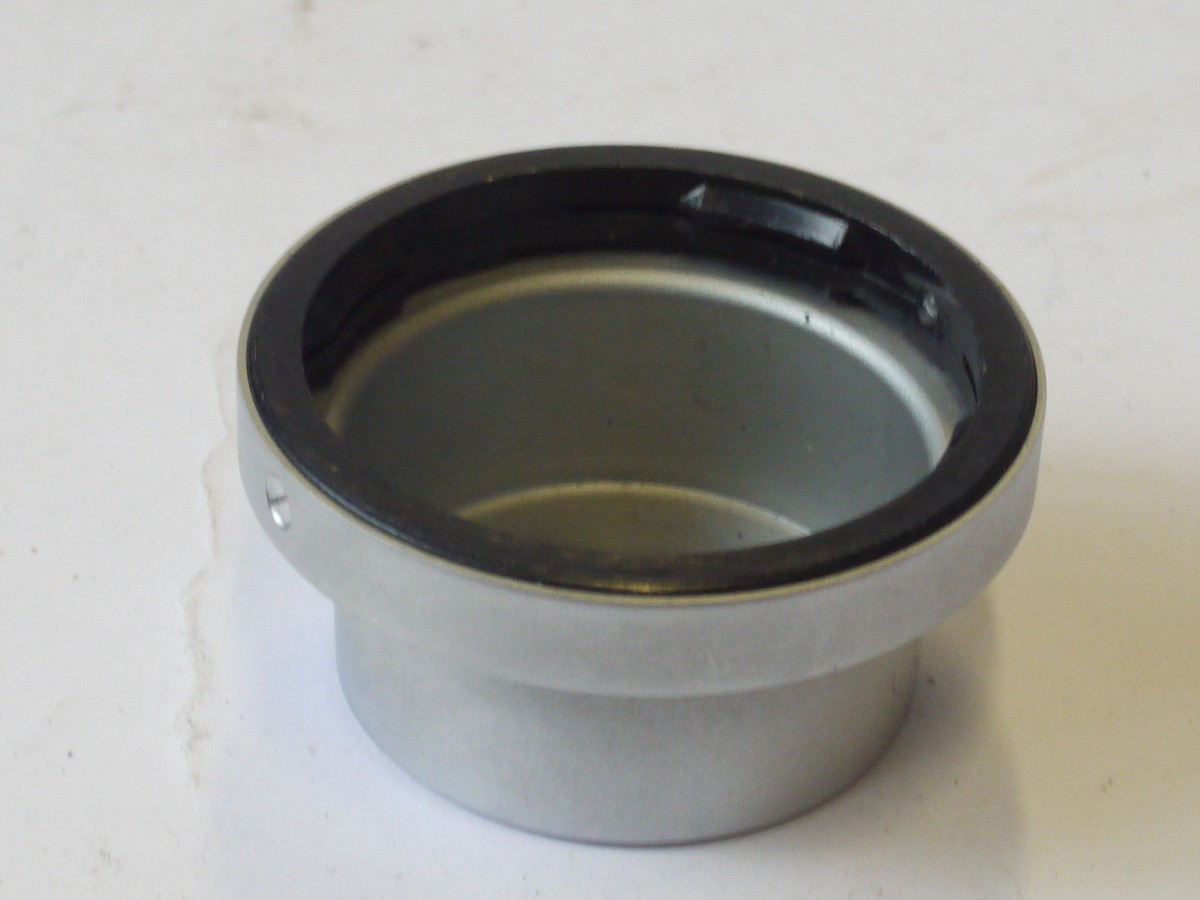mwclassiccameras-20240517-185 (Leitz?) Heavy metal chrome Rear M lens cap with deep base for Leica M Wide Angle lens