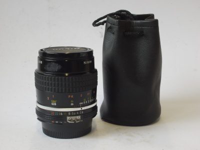 Nikon 55mm f2.8 Micro-Nikkor manual focus AIS mount lens + Nikon caps & pouch case