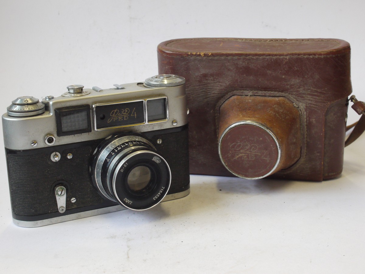 mwclassiccameras-20240524-202 Fed 4 35mm Coupled Rangefinder Leica Copy + Fed 52mm f2.8 N-61 rigid type lens, L39 RF coupled + ER case