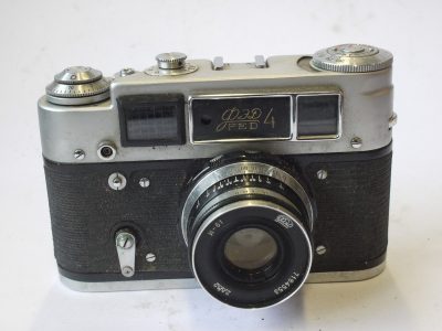 Fed 4 35mm Coupled Rangefinder Leica Copy + Fed 52mm f2.8 N-61 rigid type lens, L39 RF coupled + ER case