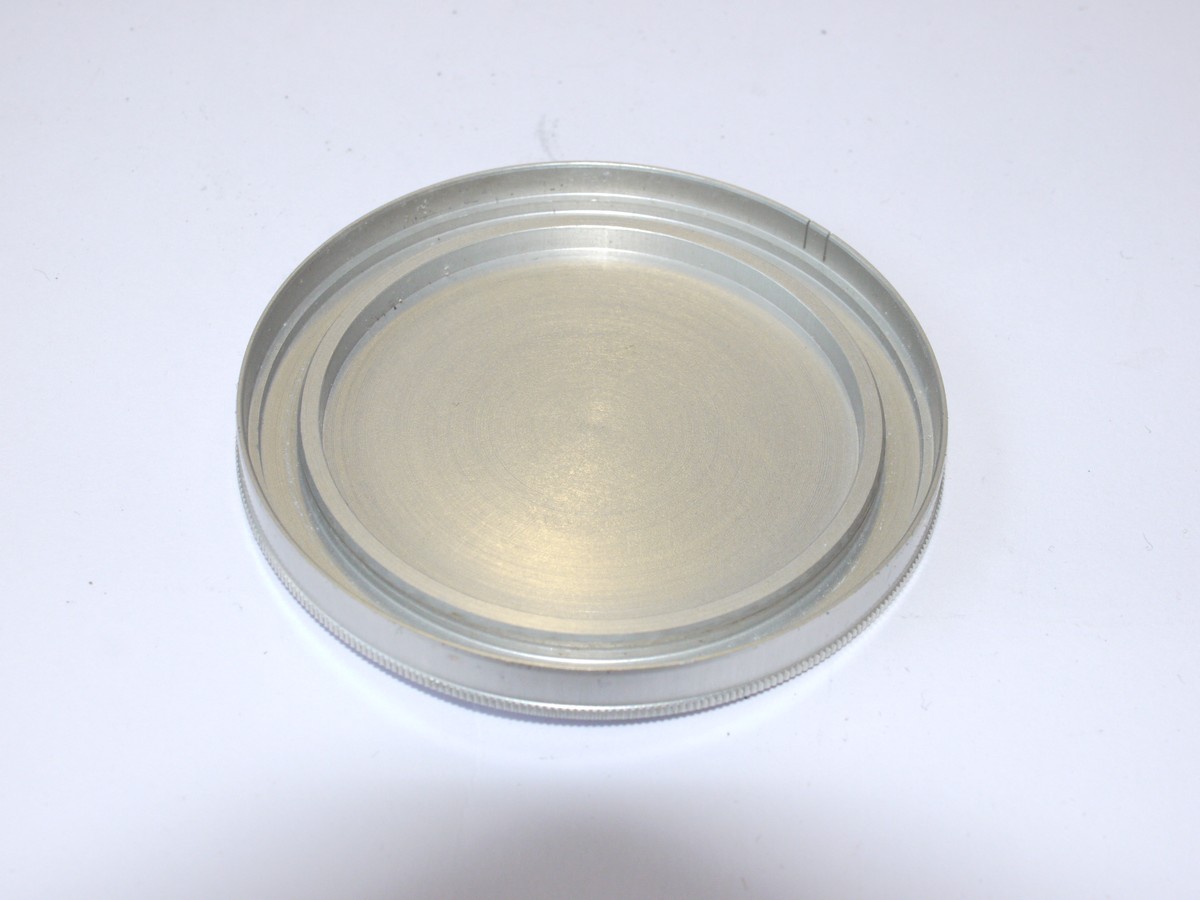 mwclassiccameras-20240607-46 Alpa Reflex, Made in Switzerland all chrome fron lens cap. Fits the Angenieux 28mm f3.5 Alpa lens (65/66mm diameter)
