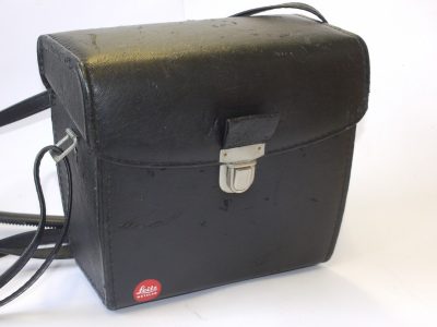 Leitz Small Leica M Camera outfit case, black, with strap. Has inside section for Leica M camera & other space for lenses/accessories. 210 x 115 x 190mm
