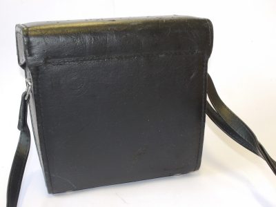 Leitz Small Leica M Camera outfit case, black, with strap. Has inside section for Leica M camera & other space for lenses/accessories. 210 x 115 x 190mm