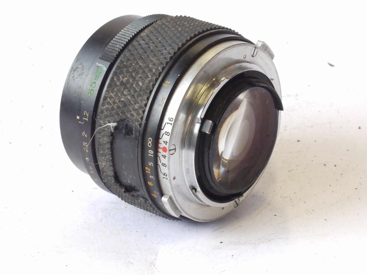 mwclassiccameras-20240712-265 Olympus 55mm f1.2 G Zuiko Auto-S manual focus OM mouynt lens + rear cap. OPTICS NEEDS CLEANING