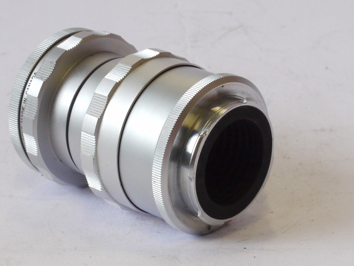 mwclassiccameras-20240719-67 Leitz Canada 65mm f3.5 Elmar Macro lens with Intermediate ring (16471J) & Universal focusing M mount (OTZFO) + makers caps