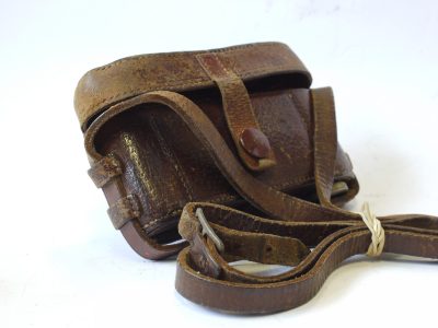 Wallace Heaton Brown leather ER case for the L39 cameras. Small tripod screw size, flat nose front. With strap