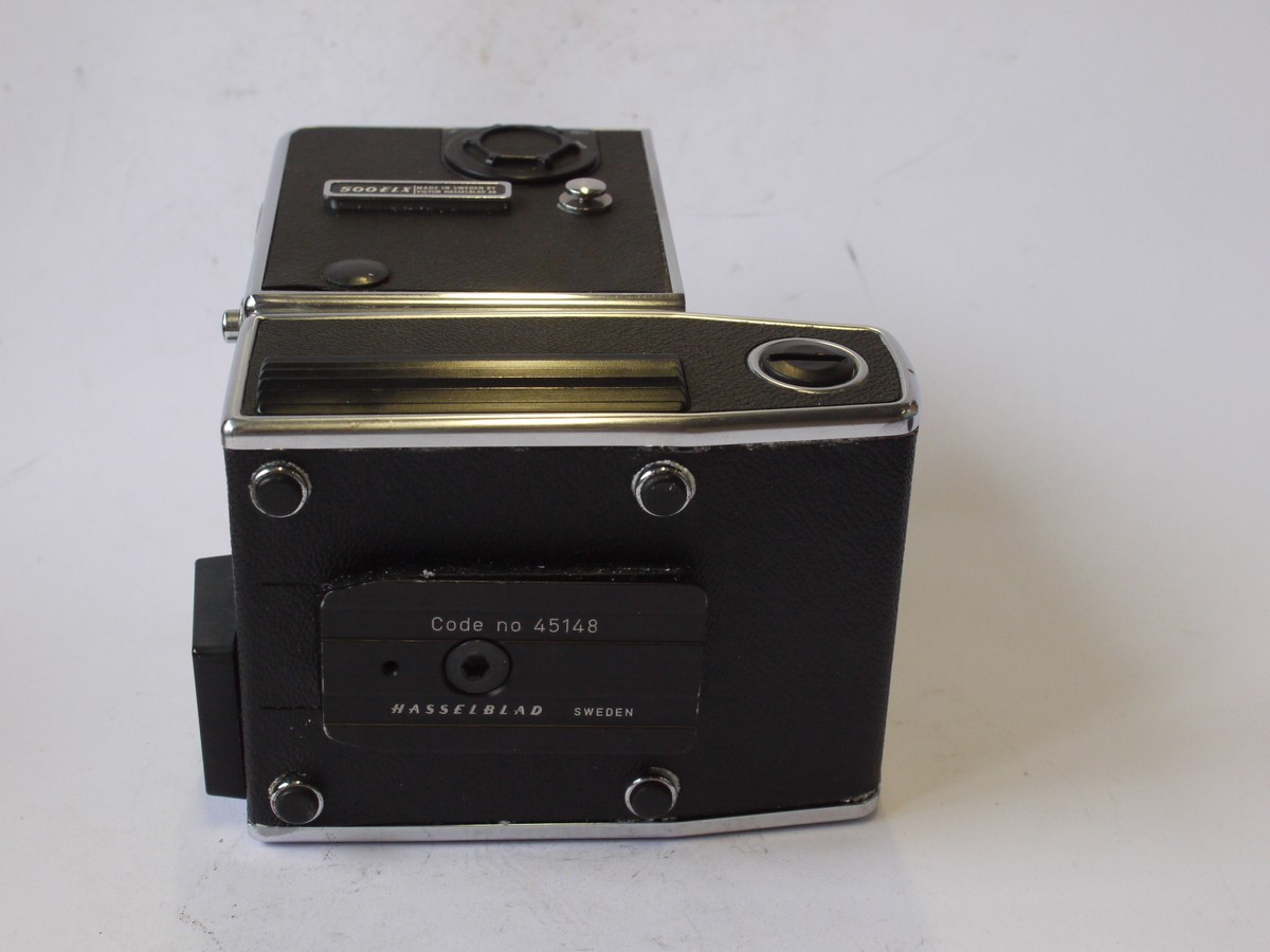 mwclassiccameras-20240726-12 Hasselblad 500 ELX body with tripod coupling plate (45148) + Two Rechangeable Batteries & Charger