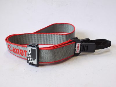 Canon Grey Fibre Neck Strap, with Red Edgeing