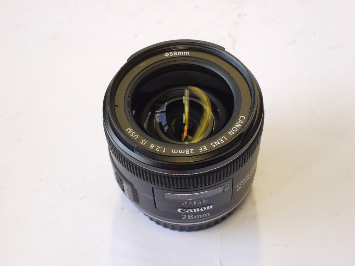 mwclassiccameras-20240816-179 Canon EF 28mm f2.8 Image Stabiliser Ultrasonic lens + Canon bayonet fitting hood & caps
