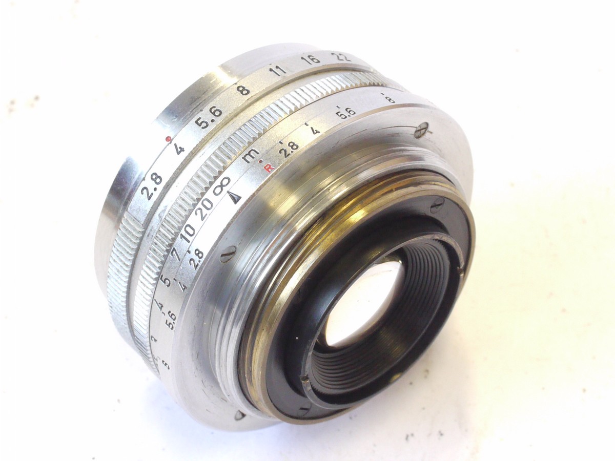 mwclassiccameras-20240823-187 Canon 28mm f2.8 all chrome Leica L39 Rangefinder coupled screw mount