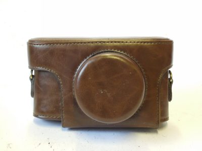 Unamed Brown Faux Leather ER case for Leica L39 camera with medium nose front. No tripod screw. Copy of Leica ER case