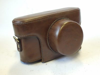 Unamed Brown Faux Leather ER case for Leica L39 camera with medium nose front. No tripod screw. Copy of Leica ER case