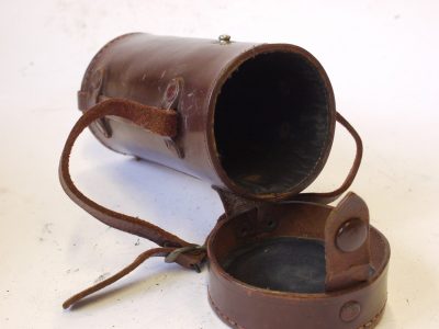 Unamed brown leather lens case with strap (130mm x 65mm)