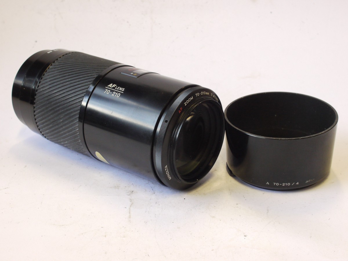 mwclassiccameras-20240830-120 Minolta 70-210mm f4 AF Zoom lens in Sony A mount + rear cap & lens hood