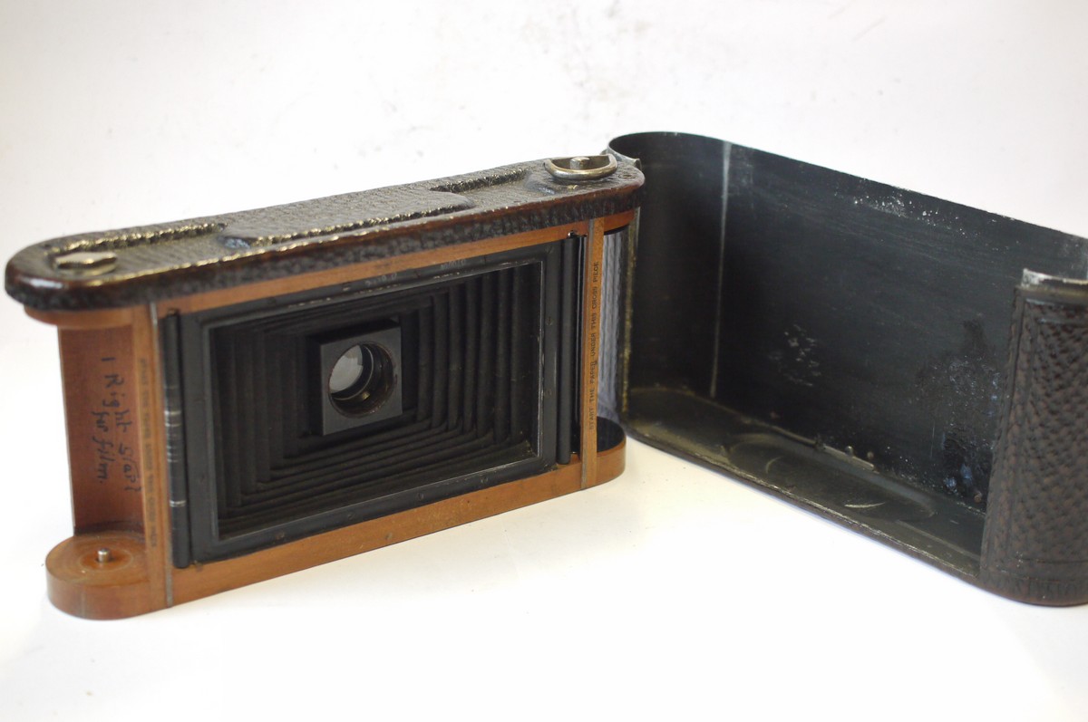 mwclassiccameras-20240906-107 Kodak No.1A Folding Pocket Kodak with dual viewfinder (for portrait & landscape) & Red Bellows. UNCOMMON, ONLY A SMALL AMOUNT WERE MADE WITH DUAL VIEWFINDER