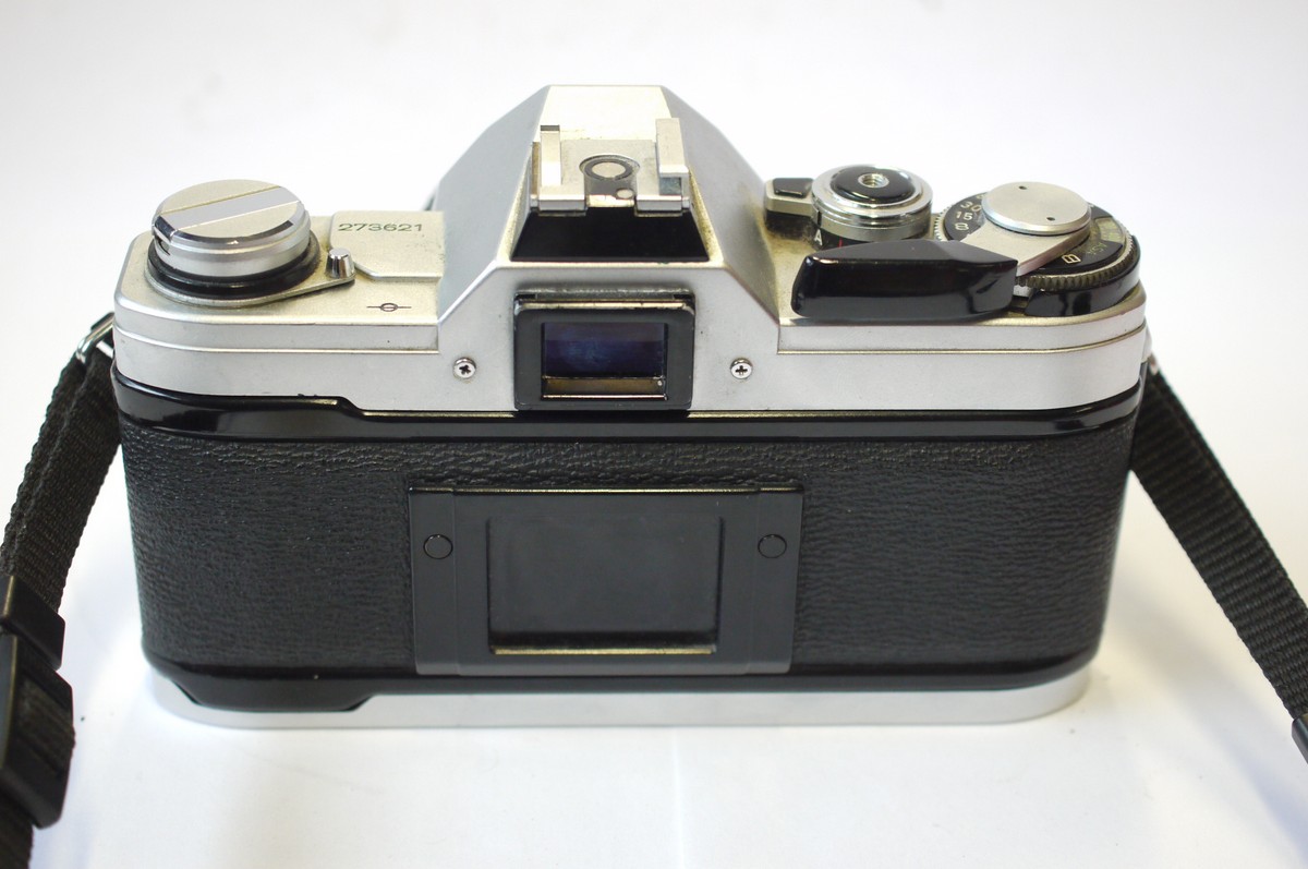 mwclassiccameras-20240906-147 Canon AT-1 35mm SLR, chrome + Canon 50mm f1.8 FD Breechlock mount lens, front cap & neck strap
