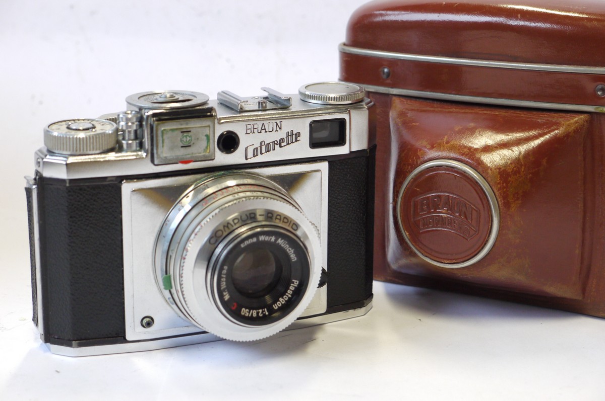 mwclassiccameras-20240913-142 Braun Colorette Super IB 35mm coupled rangefinder selenium metered camera with Enna 50mm f2.8 Plastogon fixed lens & makers ER Case.