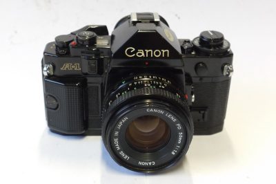 Canon A-1 35mm SLR (with Program, Semi-Auto & Manual Exposure modes) + 50mm f1.8 FD lens & Original Instructions