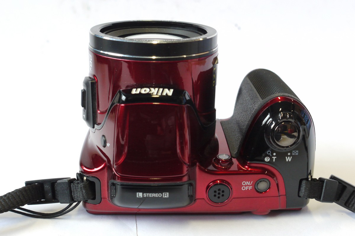 mwclassiccameras-20240927-22 Nikon Coolpix L810 Red 16.1MP Digital Bridge Camera with 4-104mm f3.1-5.9 26X Wide Optical Zoom ED VR, with front cap. Takes SD Card & 4 x AA Batteries