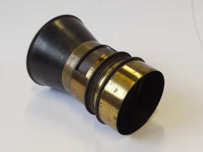 Jamin Darlot Cone Centralisateur Portait/Landscape brass lens (No.4019) with rack & pinion focusing & lens hood. Height is 8-9cm. Glass Diameter is 5cm. RARE