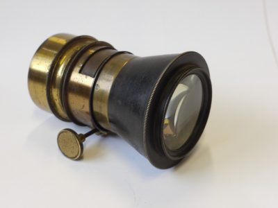 Jamin Darlot Cone Centralisateur Portait/Landscape brass lens (No.4019) with rack & pinion focusing & lens hood. Height is 8-9cm. Glass Diameter is 5cm. RARE