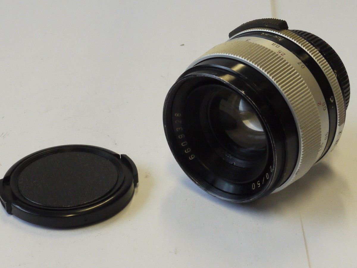 mwclassiccameras-20241025-177 Edixagon 50mm f2 black & chrome manual focus auto M42 screw mount lens + caps. RARE German made lens for the Edixa SLR