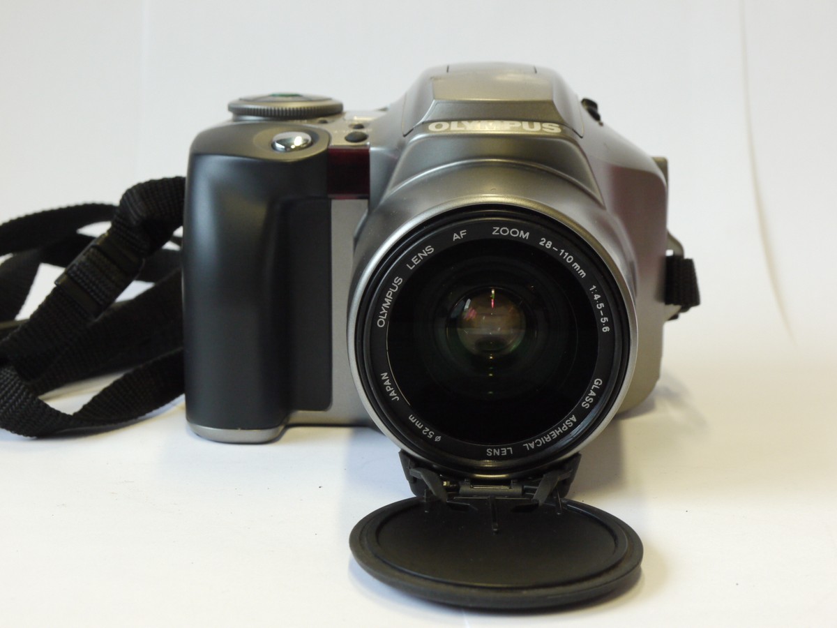 mwclassiccameras-20241101-32 Olympus iS-300 35mm SLR Bridge Camera, Silver coloured, with 28-110mm f4.5-5.6 Aspherical lens + Neck Strap