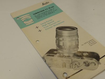 Leitz "SUMMICRON f2 90mm" c1960 4-page leaflet