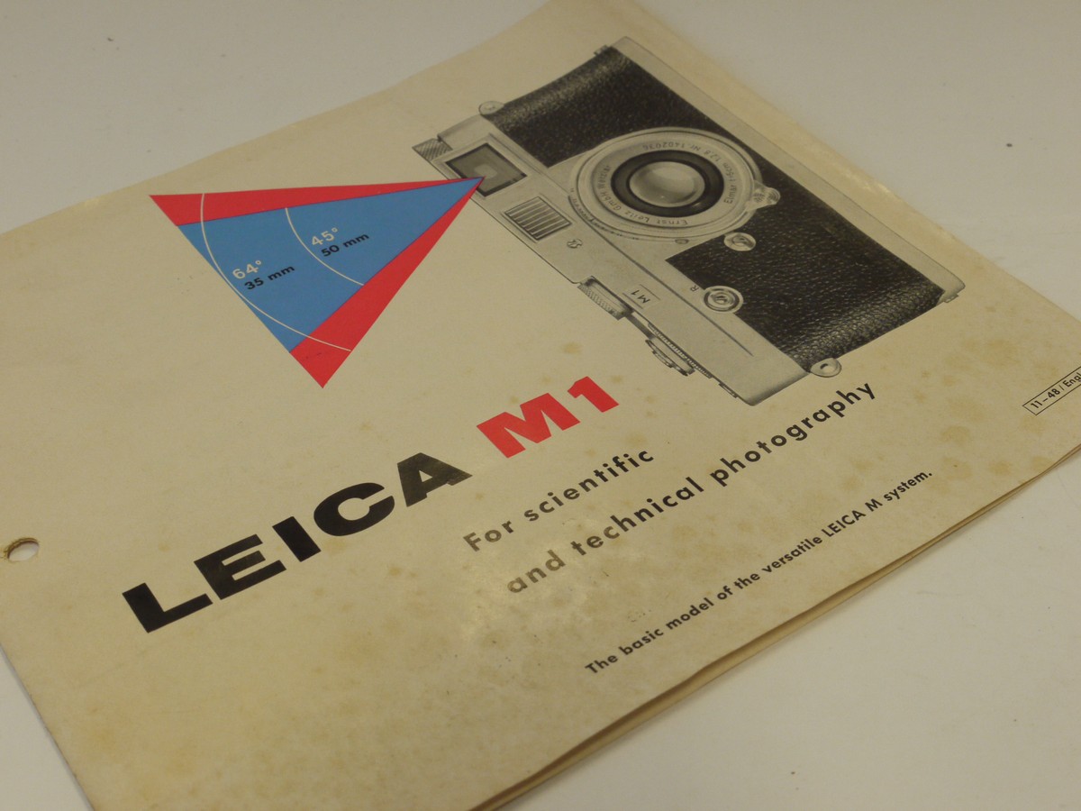 mwclassiccameras-20241108-313 Leitz "Leica M1 for scientific and technical photography" c1959. 4-page leaflet