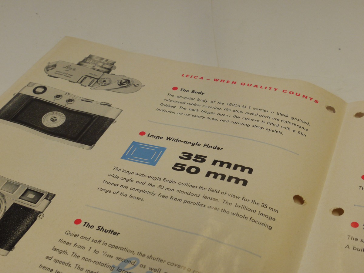 mwclassiccameras-20241108-314 Leitz "Leica M1 for scientific and technical photography" c1959. 4-page leaflet