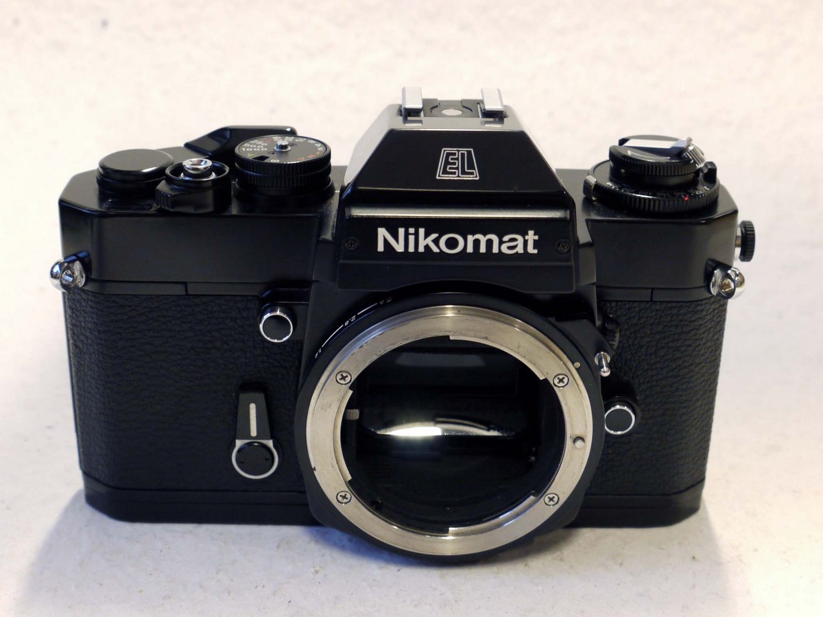 mwclassiccameras-20241206-357 Nikon Nikomat EL Black 35mm SLR body (Has Aperture Priority & Manual Exposure control