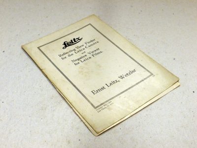 Leitz "Reflecting View Finder for the Leica Camera and Negative Viewer for Leica Films" (AUFSU & NATRA) c1937. 4 page leaflet