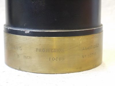 Aldis 18 1/2 inch (f4 Estimated) Projection Anastigmat brass & black lens (with no Iris Diaphragm) + Cap. RARE LARGE FAST APERTURE LENS