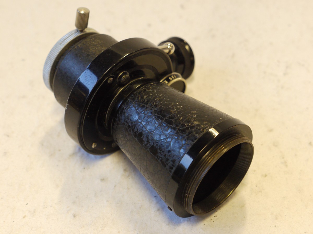 mwclassiccameras-20250110-181 Leitz Microscope Attachment MIKAS. Shutter, attachment/tube, eyepiece & makers Red box