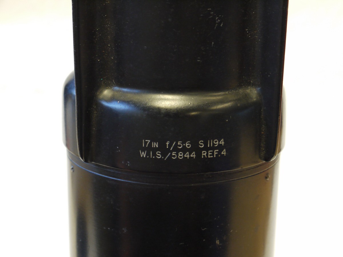 mwclassiccameras-20250110-187 Watsons 17 inch f5.6 Telephoto British Military coated lens with Iris Diaphragm, engraved "W.I.S/5844 Ref 4" + Similarly engraved front cap. RARE