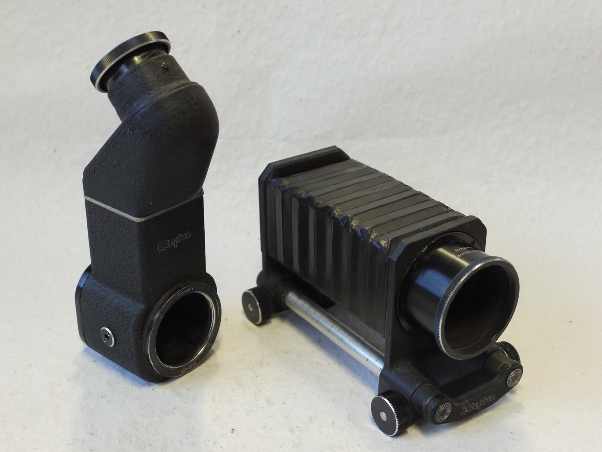 mwclassiccameras-20250110-53 Kilfitt L39 Reflex housing with 45 degree finder + Kilfitt L39 manual bellows Unit & Kilfirr L39 Extension tube. NO MIRROR MECHANISM