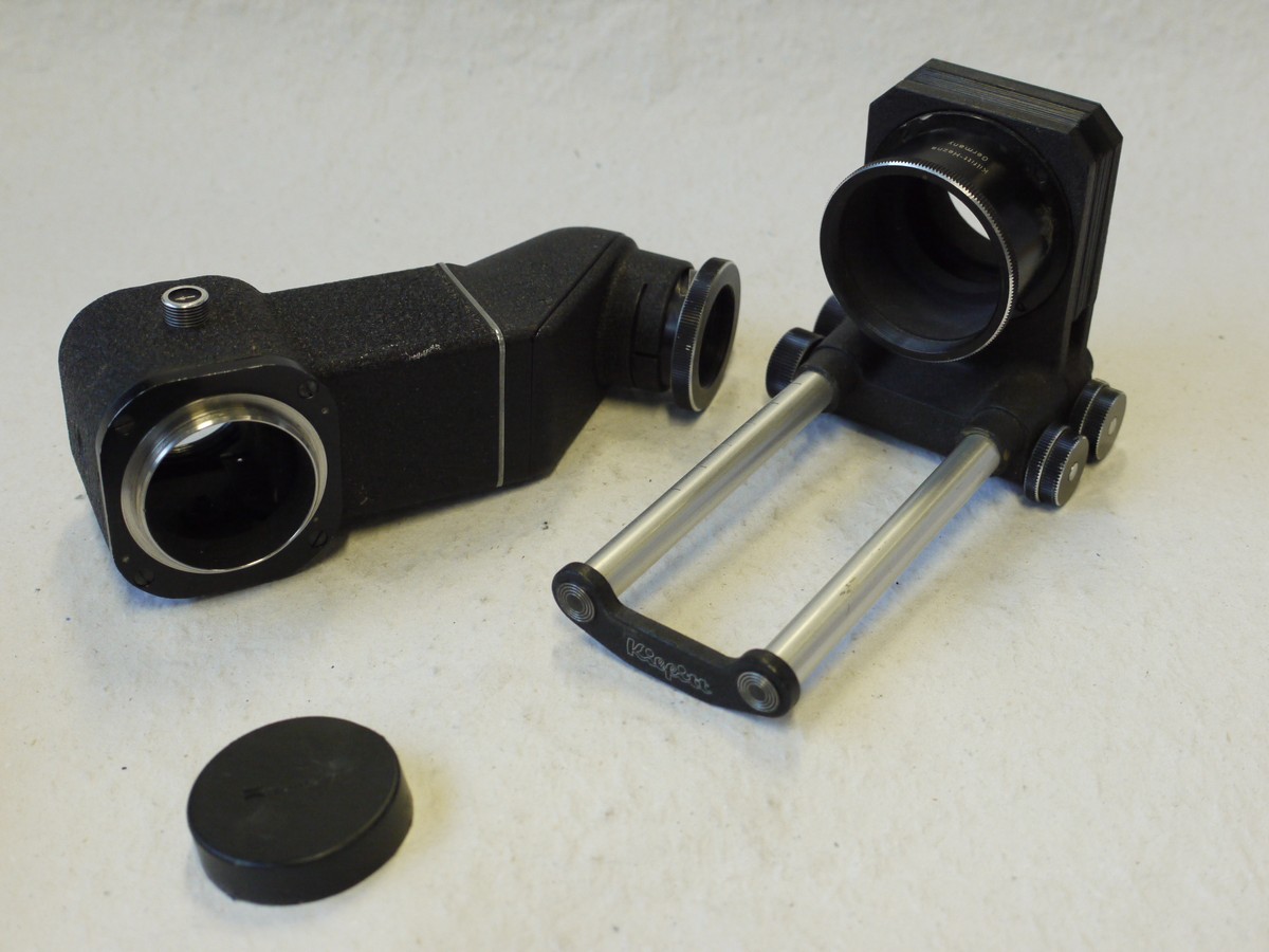 mwclassiccameras-20250110-54 Kilfitt L39 Reflex housing with 45 degree finder + Kilfitt L39 manual bellows Unit & Kilfirr L39 Extension tube. NO MIRROR MECHANISM