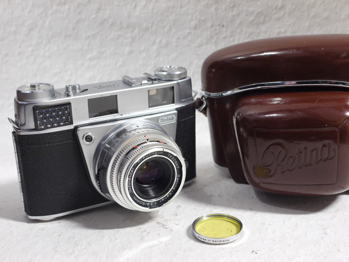 mwclassiccameras-20250124-183 Kodak Retina IIIS 35mm Selenium metered coupled rangefinder camera with 2 bright-line finder frames + Schneider 50mm f2.8 Xenar interchangeable Deckel mount lens, Kodak Yellow screw-in filter