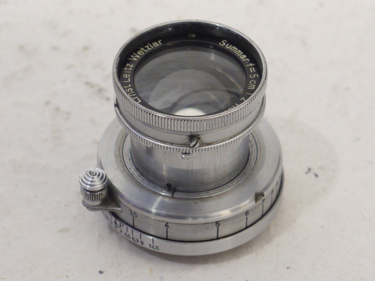 mwclassiccameras-20250124-203 Leitz Wetzlar 50mm f2 Summar-L39 uncoated chrome collapsible lens, with black front face (No.333309)