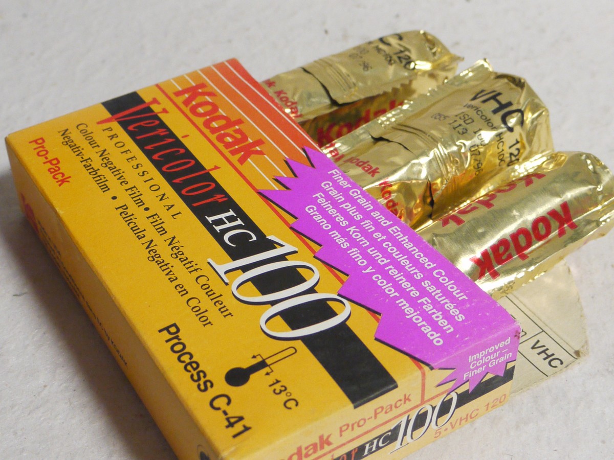 mwclassiccameras-20250124-331 Kodak set of Three Vericolor HC 100 ASA 120 Colour Negative Expired Films, 1996, sealed in foil wrapping + opened Pro-Pack