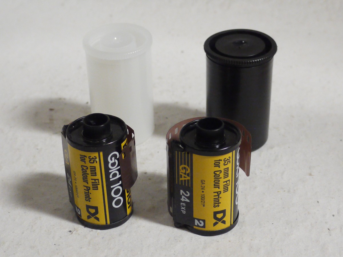 mwclassiccameras-20250124-337 Kodak set of Two Kodacolor Gold 100 ASA Colour Negative Films, 24 Exposure. Unused Expired Film in Cannisters